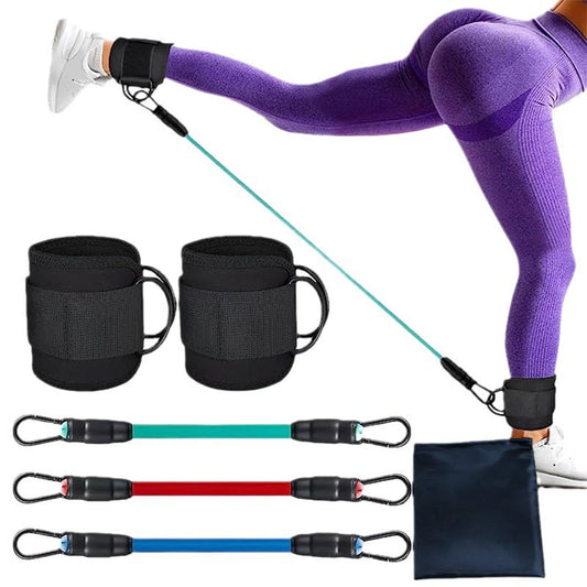 Ankle Resistance Bands Set, Ankle Tube Band with Adjustable, 60LB Three Different Pound Resistance Bands, Recoils and Glutes Workouts, Legs Resistance Bands with Ankle Strap for Women & Men