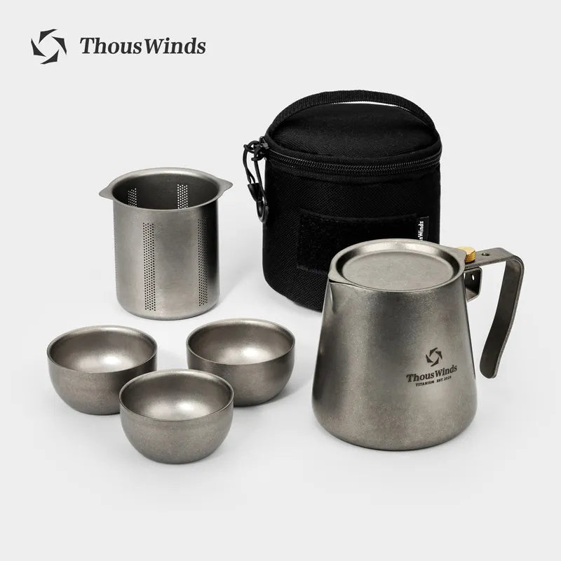 Tea Ceremony Camping Tableware Set Lightweight Titanium Coffee Pot Tea Kettle for Outdoor Hiking Backpacking Picnic