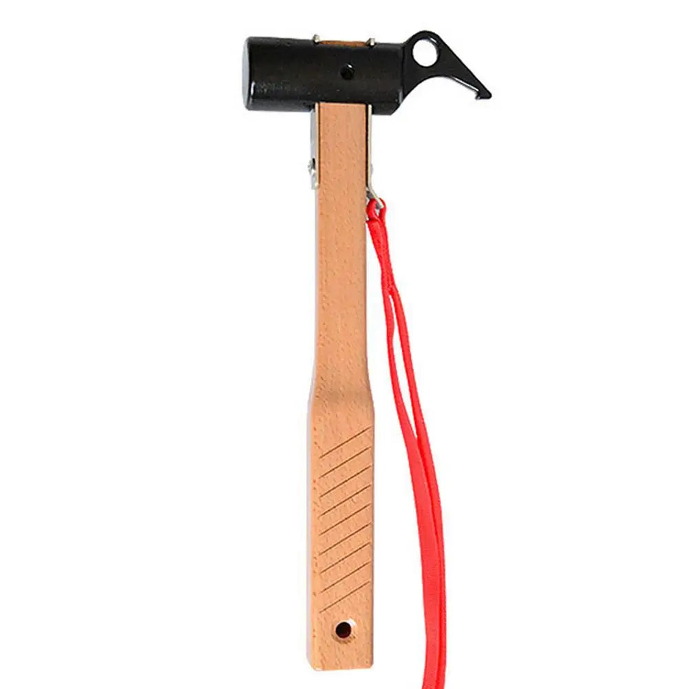Outdoor Camping Copper Hammer Tent Tarp Nails Pegs Hammer Wooden Handle Outdoor Multifunctional Tools for Hiking Backpacking