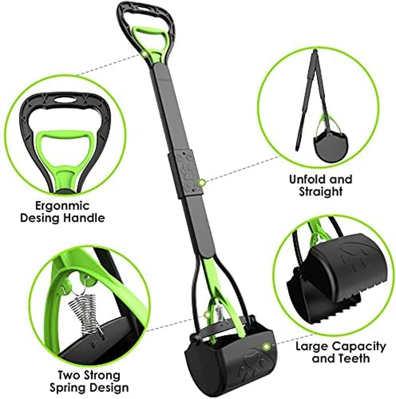 Pooper Scooper 28" Long Handle Portable Pet Poop Scooper for Large and Small Dogs,High Strength Material and Durable Spring,Great for Lawns, Grass, Dirt, Gravel