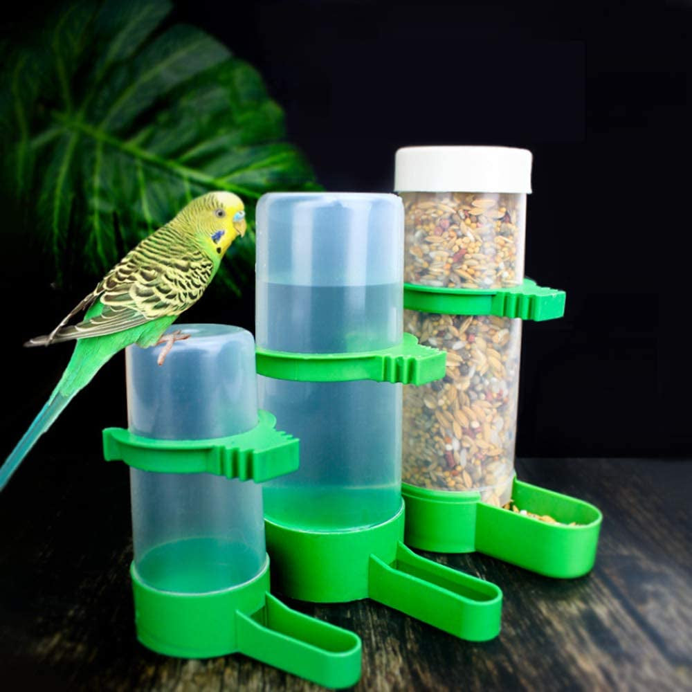 Bird Feeder & Water Dispenser Set, Automatic Bird Feeder, 2PCS 90Ml Water Feeder, 1PCS 150Ml Food Feeder, BPA Free, for Parrot, Budgie, Lovebirds, Cockatiel