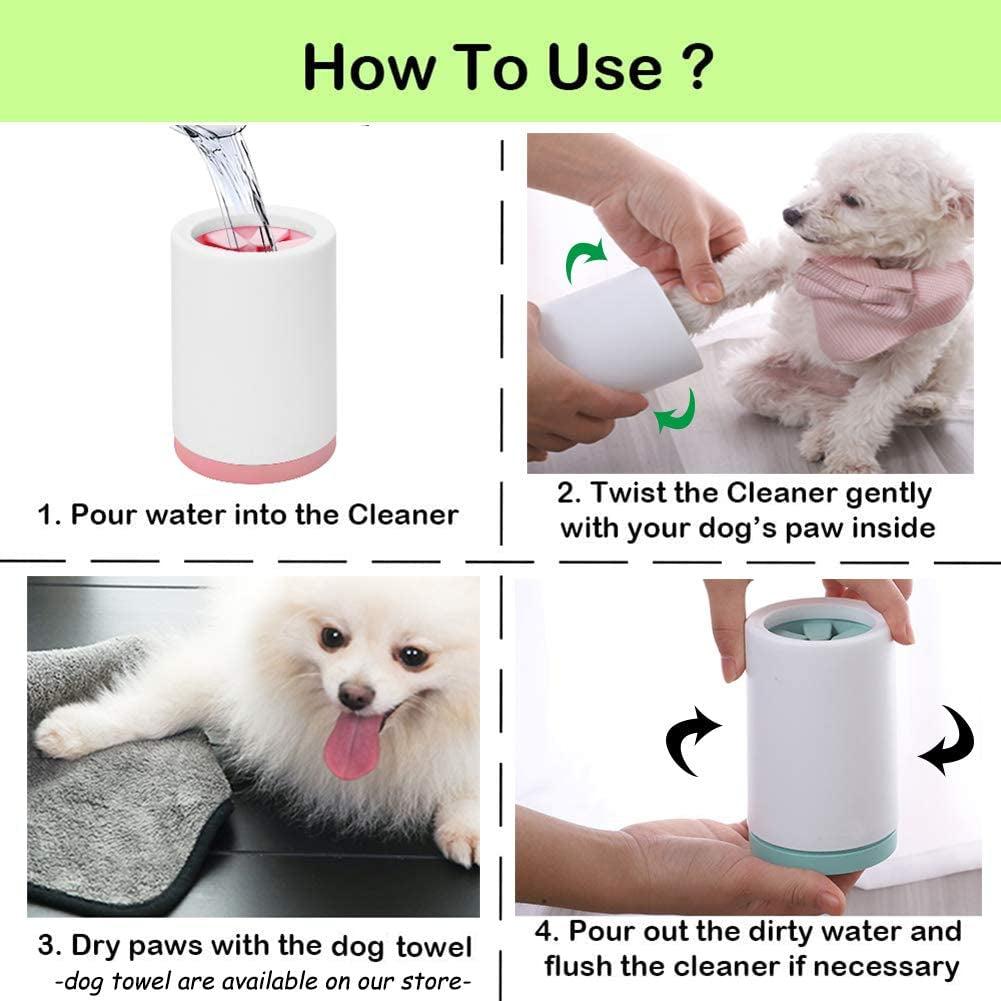 Dog Paw Cleaner - Portable Dog Paw Cleaner Foot Washer Cup for Small Medium Dogs and Cats Muddy Paw, Green S