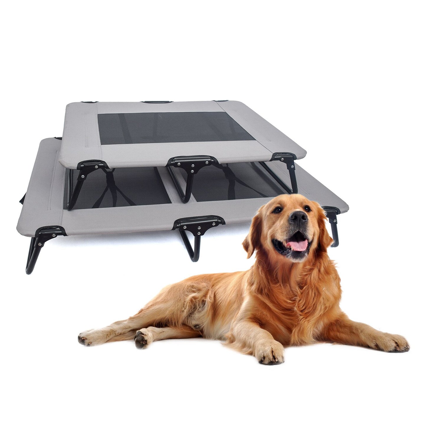 Folding Pet Camping Bed Folding Installation-Free Gray Oxford Cloth Breathable Dog Bed Dog Bed