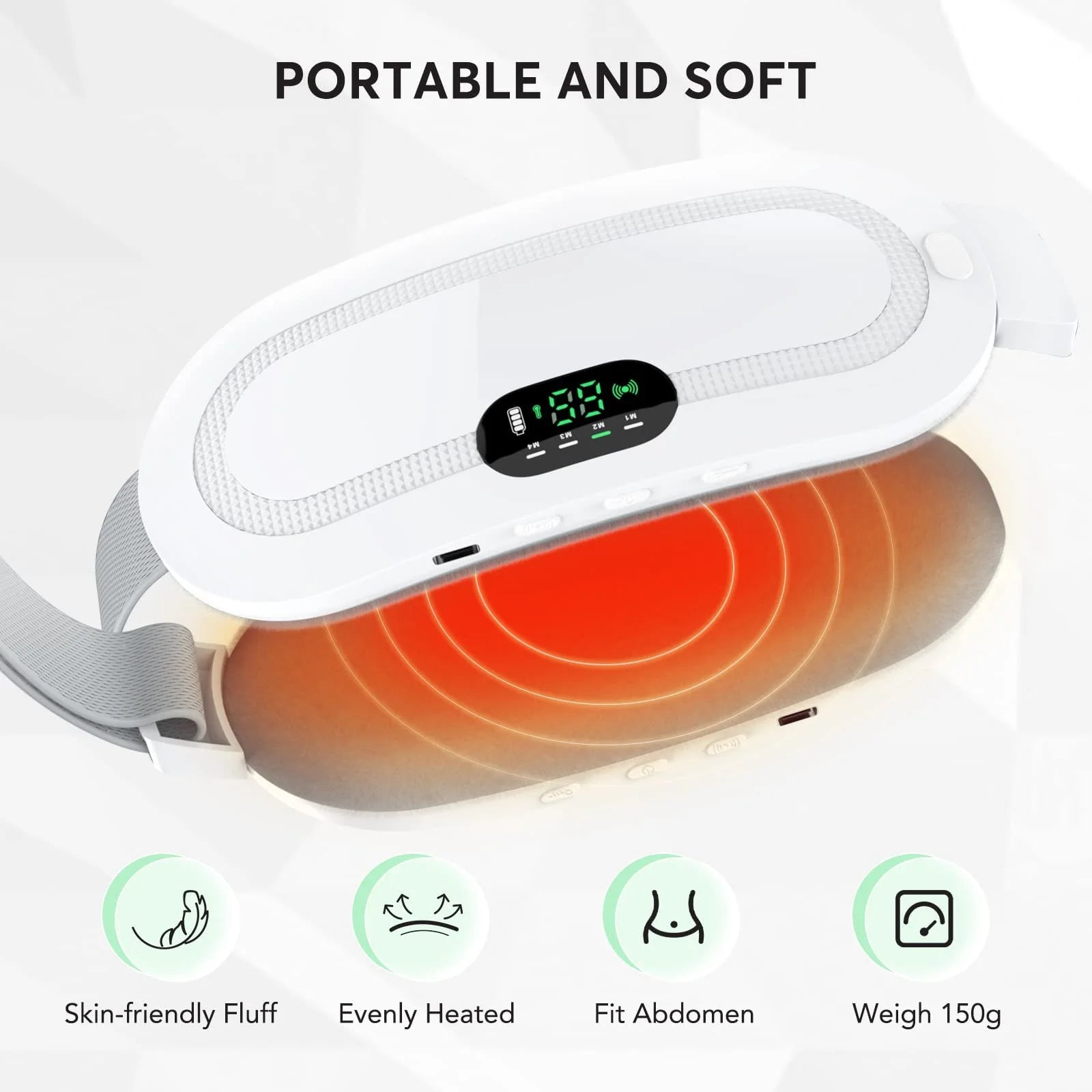 Portable Heating Pad for Period Cramps,1800Mah Cordless Period Heating Pad,3 Massage Modes Menstrual Heating Pad,Electric Rapid Fast Heating Period Cramp Heating Pad, Gifts for Women & Girl,White
